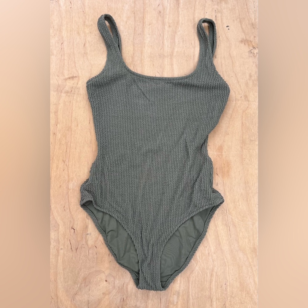 Aerie Shine Crinkle Wide Strap Scoop One Piece